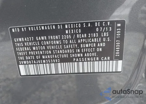 2014 Volkswagen Jetta 1.8T Se из США, поврежденный, VIN 3VWD07AJ6EM353992